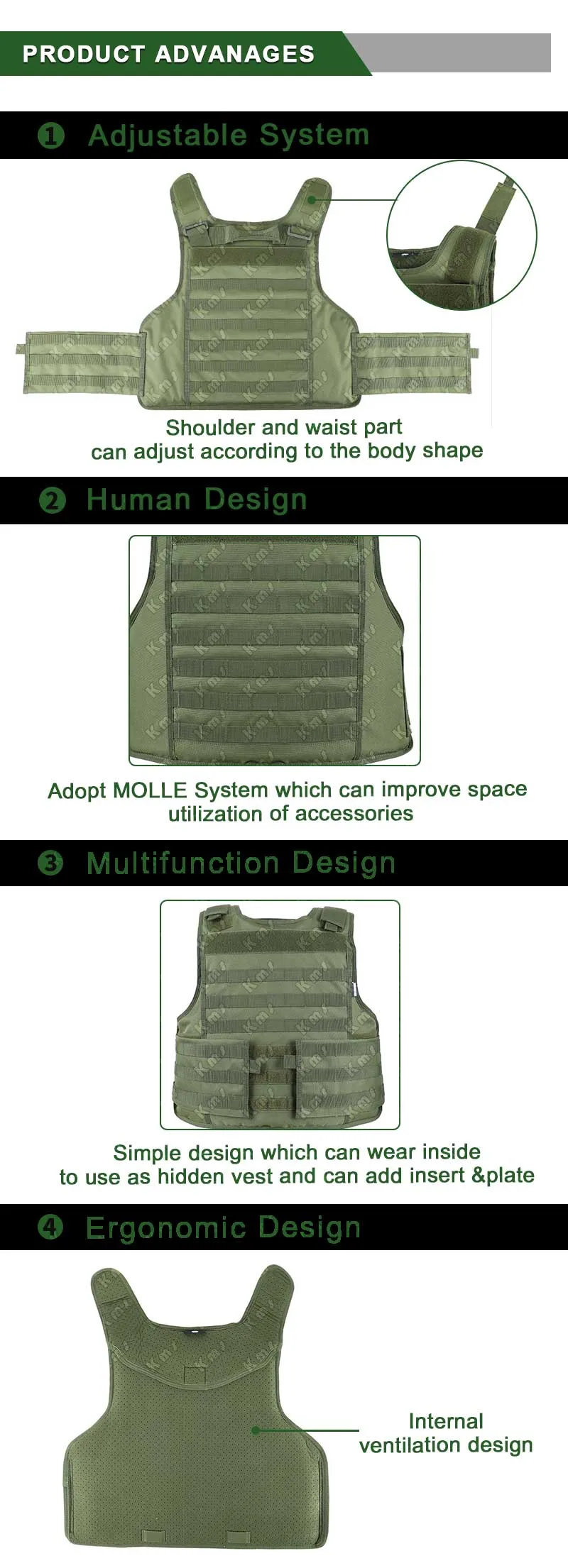 Double Safe Custom Simple Concealed Police Equipment Safety Protection Bulletproof Ballistic Body Armor
